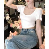 Uネック半袖Tシャツ ショート丈 クロップド丈 | Riff | 詳細画像3 