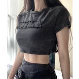 ブラック | ヴィンテージ風ショート丈Tシャツ ロゴ刺繍 クロップド丈 | Riff