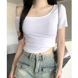 ワンショルダー半袖トップス Tシャツ カットソー | Riff | 詳細画像7 
