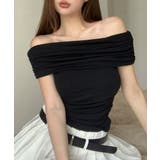 ブラック | オフショルダートップス 半袖 Tシャツ | Riff