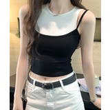 ブラック | 重ね着風タンクトップ フェイクレイヤード ドッキング | Riff