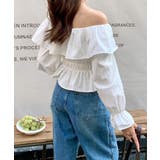 オフショルフリルシャーリングトップス パフスリーブ ペプラム | Riff | 詳細画像11 