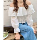 オフショルフリルシャーリングトップス パフスリーブ ペプラム | Riff | 詳細画像18 