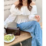 オフショルフリルシャーリングトップス パフスリーブ ペプラム | Riff | 詳細画像19 