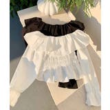 オフショルフリルシャーリングトップス パフスリーブ ペプラム | Riff | 詳細画像2 