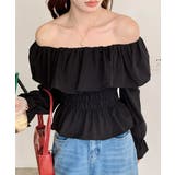 オフショルフリルシャーリングトップス パフスリーブ ペプラム | Riff | 詳細画像28 