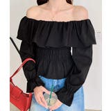 オフショルフリルシャーリングトップス パフスリーブ ペプラム | Riff | 詳細画像29 