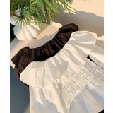オフショルフリルシャーリングトップス パフスリーブ ペプラム | Riff | 詳細画像3 