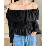 オフショルフリルシャーリングトップス パフスリーブ ペプラム | Riff | 詳細画像33 