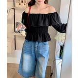 オフショルフリルシャーリングトップス パフスリーブ ペプラム | Riff | 詳細画像39 