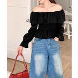 オフショルフリルシャーリングトップス パフスリーブ ペプラム | Riff | 詳細画像46 