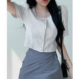 ショート丈ツイードジャケット 半袖 ノーカラージャケット | Riff | 詳細画像14 