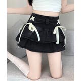 リボンデニムフリルミニスカート インナーパンツ付き ティアード | Riff | 詳細画像8 