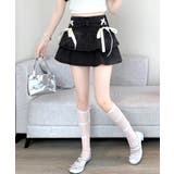 リボンデニムフリルミニスカート インナーパンツ付き ティアード | Riff | 詳細画像9 