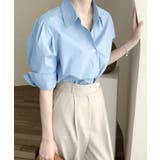 折り返しタックスリーブ半袖シャツ オープンカラー ブラウス | Riff | 詳細画像10 