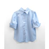 折り返しタックスリーブ半袖シャツ オープンカラー ブラウス | Riff | 詳細画像13 