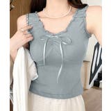 センターリボンギャザーノースリーブ 2WAY オフショル | Riff | 詳細画像3 