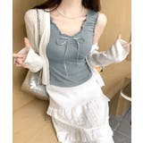 センターリボンギャザーノースリーブ 2WAY オフショル | Riff | 詳細画像4 