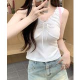 センターリボンギャザーノースリーブ 2WAY オフショル | Riff | 詳細画像8 