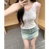 センターリボンギャザーノースリーブ 2WAY オフショル | Riff | 詳細画像9 