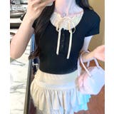 フェイクレイヤード胸リボントップス 半袖 重ね着風 | Riff | 詳細画像15 