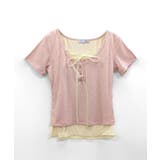 フェイクレイヤード胸リボントップス 半袖 重ね着風 | Riff | 詳細画像25 