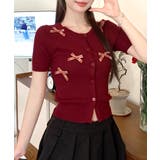 チェックリボン付きカーディガン サマーニット リブニット | Riff | 詳細画像11 