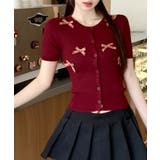 チェックリボン付きカーディガン サマーニット リブニット | Riff | 詳細画像12 