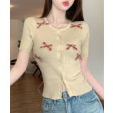 チェックリボン付きカーディガン サマーニット リブニット | Riff | 詳細画像2 