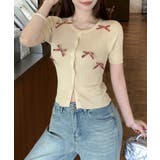 チェックリボン付きカーディガン サマーニット リブニット | Riff | 詳細画像4 