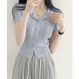 フード付きニット半袖カーディガン サマーニット ニットカーデ | Riff | 詳細画像10 