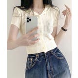 フード付きニット半袖カーディガン サマーニット ニットカーデ | Riff | 詳細画像3 