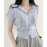 フード付きニット半袖カーディガン サマーニット ニットカーデ | Riff | 詳細画像8 