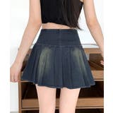 レースアップリボンデニムミニスカート インナーパンツ付き プリーツスカート | Riff | 詳細画像26 