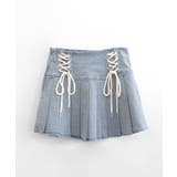 レースアップリボンデニムミニスカート インナーパンツ付き プリーツスカート | Riff | 詳細画像28 