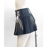 レースアップリボンデニムミニスカート インナーパンツ付き プリーツスカート | Riff | 詳細画像31 