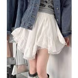 裾レースアシンメトリーフリルミニスカート インナーパンツ付き フレアスカート | Riff | 詳細画像10 