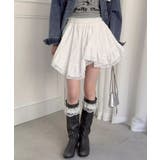 裾レースアシンメトリーフリルミニスカート インナーパンツ付き フレアスカート | Riff | 詳細画像8 