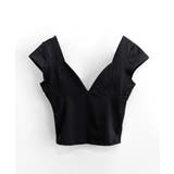 深Vネック半袖トップス ショート丈 クロップド丈 | Riff | 詳細画像12 