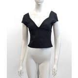 深Vネック半袖トップス ショート丈 クロップド丈 | Riff | 詳細画像13 