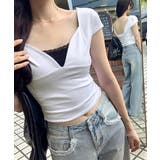 深Vネック半袖トップス ショート丈 クロップド丈 | Riff | 詳細画像4 