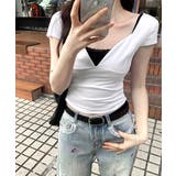 深Vネック半袖トップス ショート丈 クロップド丈 | Riff | 詳細画像6 