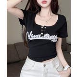 ヘンリーネックロゴプリントTシャツ 半袖 プリントT | Riff | 詳細画像2 