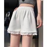 ライトグレー | 裾レーススウェットショートパンツ 短パン ショート丈 | Riff