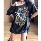 ワンショルダーバタフライ半袖Tシャツ ロゴプリント ワッペン | Riff | 詳細画像13 