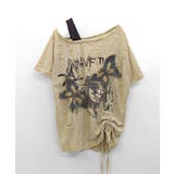 ワンショルダーバタフライ半袖Tシャツ ロゴプリント ワッペン | Riff | 詳細画像14 
