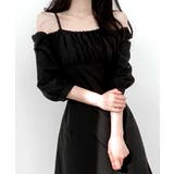 オフショルダーリボンミニワンピース パフスリーブ ショート丈ワンピース | Riff | 詳細画像10 