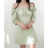 オフショルダーリボンミニワンピース パフスリーブ ショート丈ワンピース | Riff | 詳細画像2 