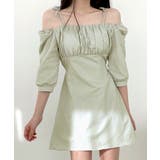 ミント | オフショルダーリボンミニワンピース パフスリーブ ショート丈ワンピース | Riff