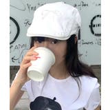 ホワイト | ラインストーンリボンハンチング帽 帽子 ハット | Riff